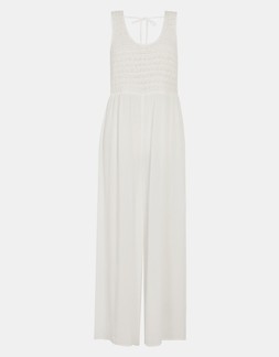 Sleeveless Crochet Jumpsuit Cream
