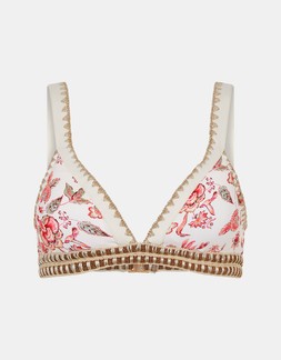 Floral Print Band Bikini Top Ivory