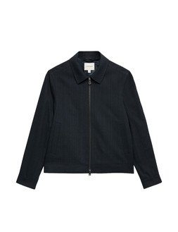 Autograph Cotton Blend Textured Harrington Jacket, Dark Navy, £75