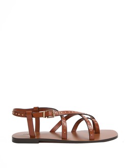 M&S SERENA LEATHER STUDDED TOE LOOP BROWN £49.50