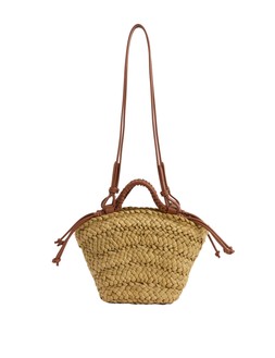 M&S Collection Straw Woven Mini Basket Shoulder Bag Light Tan Mix £39.50